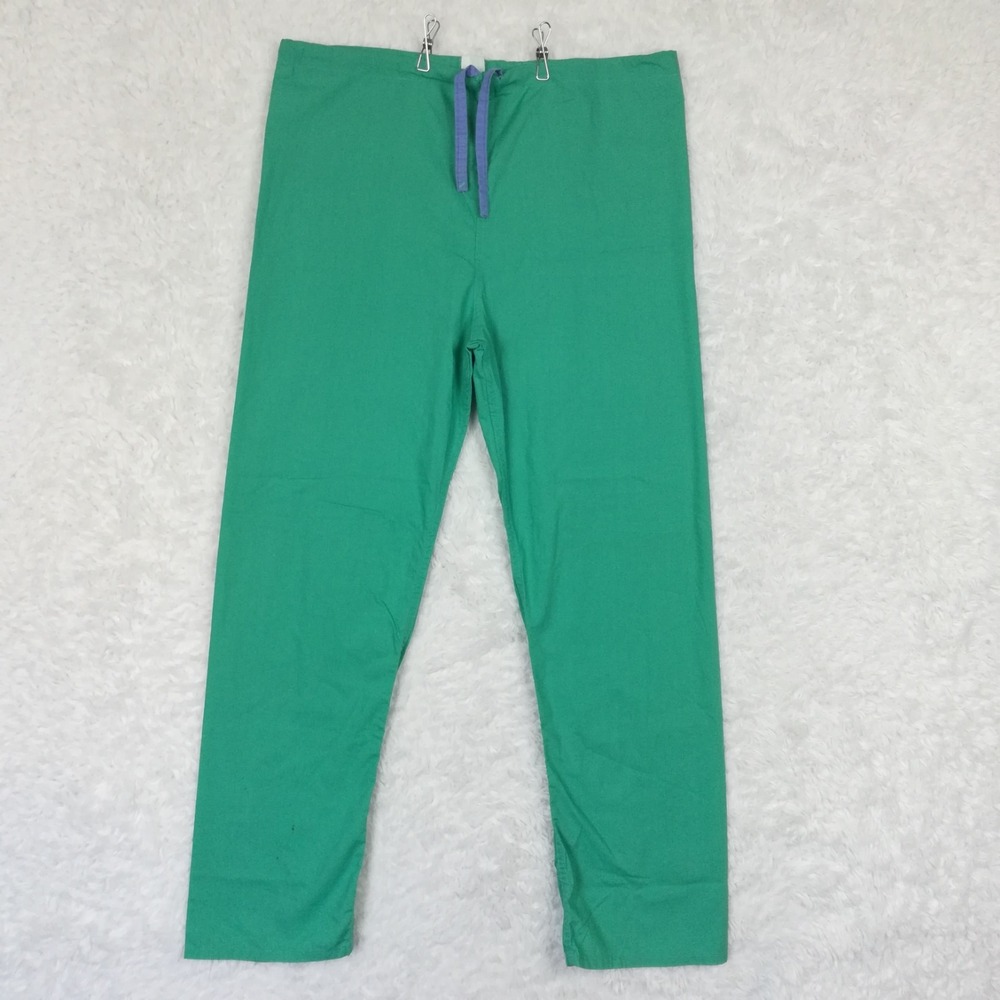 Hospitex Womens Pants Scrubs Straight Leg Green High Rise Drawstring S